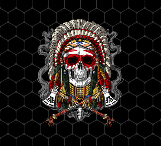 American Skull, Indian Headdress King, American History, Png For Shirts, Png Sublimation
