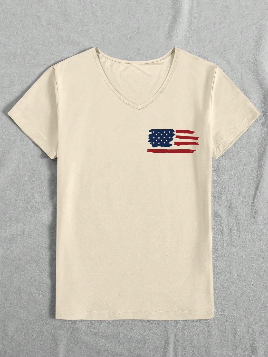 Celebrate summer in style with this playful American Flag Print T-Shirt for women. Featuring short sleeves and a fun letter graphic, it’s perfect for casual outings or festive gatherings. Lightweight and comfy, this tee keeps you cool while showing off your patriotic spirit with a fresh, trendy twist.