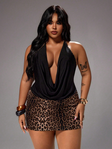 Sassy Leopard Print Cami Mini Dress with Lace Patchwork - Perfect Date Night Outfit