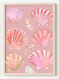 Pink shell and starfish art for beach home decor
