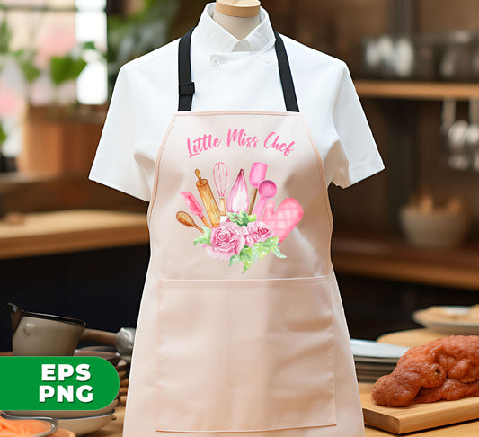 Little Miss Chef, Pink Chef Tools, Kitchen Tool, Digital Files, Png Sublimation