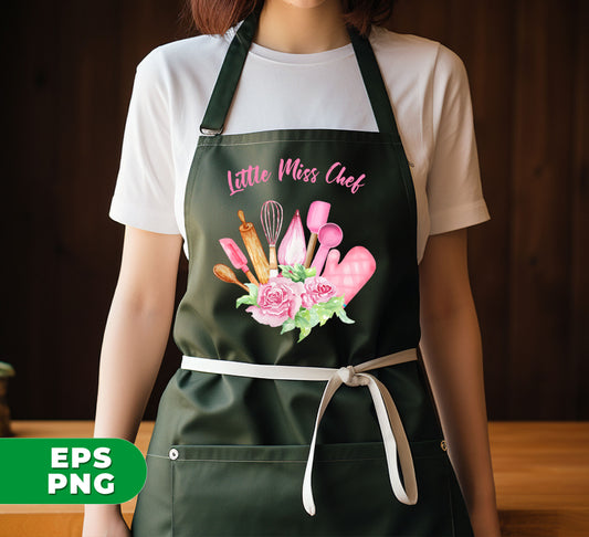 Little Miss Chef, Pink Chef Tools, Kitchen Tool, Digital Files, Png Sublimation