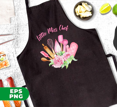 Little Miss Chef, Pink Chef Tools, Kitchen Tool, Digital Files, Png Sublimation