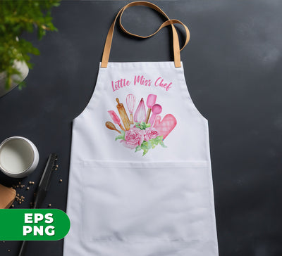 Little Miss Chef, Pink Chef Tools, Kitchen Tool, Digital Files, Png Sublimation