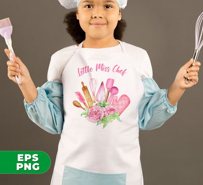 Little Miss Chef, Pink Chef Tools, Kitchen Tool, Digital Files, Png Sublimation