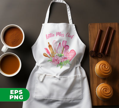 Little Miss Chef, Pink Chef Tools, Kitchen Tool, Digital Files, Png Sublimation