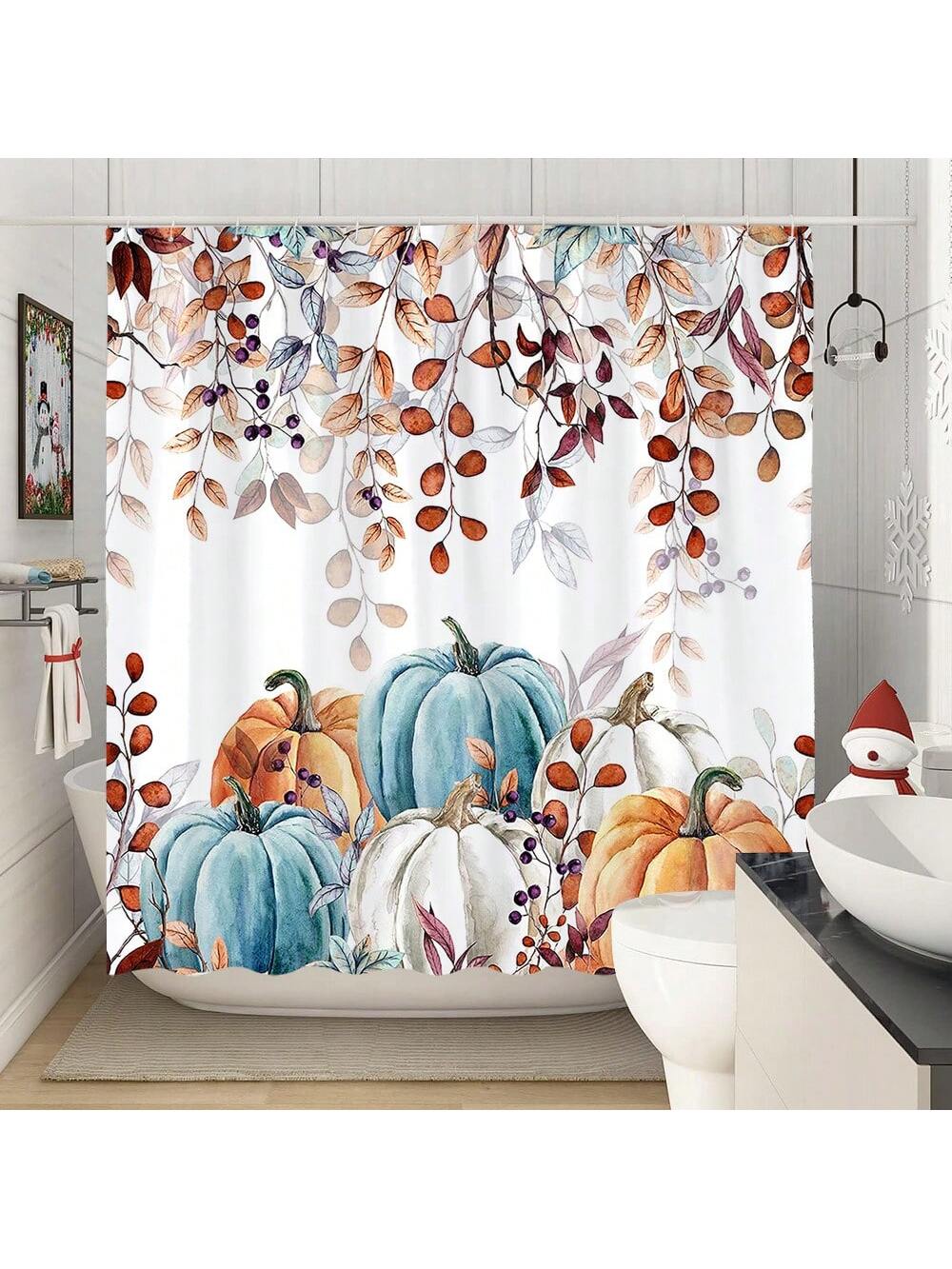 Transform your bathroom into a festive fall oasis with our Autumn Harvest Pumpkin Shower Curtain. Featuring a playful watercolor design, this curtain adds a touch of whimsy to your Thanksgiving-inspired decor. Don't miss out on this quirky and fun addition to your bathroom!