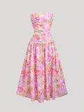 Step into summer with this playful backless tie-up maxi dress, featuring a chic printed design perfect for vacation vibes. Its flowing silhouette and adjustable tie-back offer both comfort and a flirty touch, making it your go-to for sunny days and warm nights. Embrace effortless style and let your carefree spirit shine wherever you go!