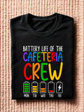 Show your appreciation with the Battery Life Cafeteria Crew T-Shirt, designed especially for food service heroes and lunch ladies. This playful tee celebrates the hardworking crew who keep the cafeteria running smoothly, making it a fun and thoughtful gift. Comfortable and casual, it’s perfect for everyday wear or as a cheerful reminder of the energy and dedication behind every meal served.