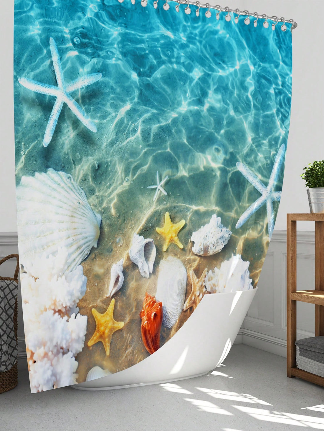 Bring the beach to your bathroom with our waterproof shower curtain set! Complete with functional floor mats and a toilet lid cover, this bathroom decor will transport you straight to the seaside. Never worry about slippery floors again with this multi-functional set.