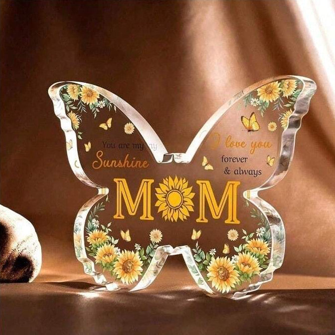 Celebrate the special women in your life with this stunning acrylic butterfly plaque. Featuring elegant yellow tones and delicate butterfly design, it's the perfect heartfelt gift from daughter and son to mom on her birthday or any occasion. Crafted from quality acrylic material, this decorative plaque adds a touch of beauty to any room—bedroom, living space, or office. Its timeless butterfly motif symbolizes transformation, grace, and love, making it meaningful beyond its aesthetic appeal.