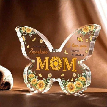Celebrate the special women in your life with this stunning acrylic butterfly plaque. Featuring elegant yellow tones and delicate butterfly design, it's the perfect heartfelt gift from daughter and son to mom on her birthday or any occasion. Crafted from quality acrylic material, this decorative plaque adds a touch of beauty to any room—bedroom, living space, or office. Its timeless butterfly motif symbolizes transformation, grace, and love, making it meaningful beyond its aesthetic appeal.