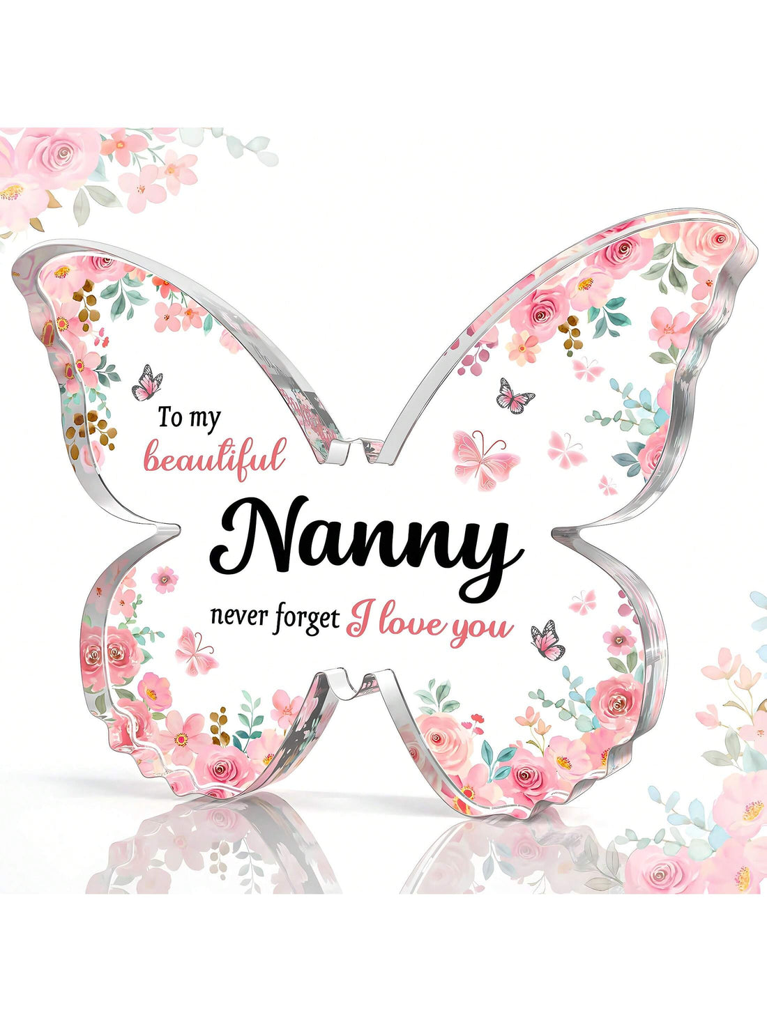 Surprise your grandma with a Beautiful Acrylic Butterfly Plaque, the perfect gift for her special day. This thoughtful and unique present will show her how much she means to you. With its delicate design and heartfelt message, it's sure to bring a smile to her face. (Don't forget the tissue box!)