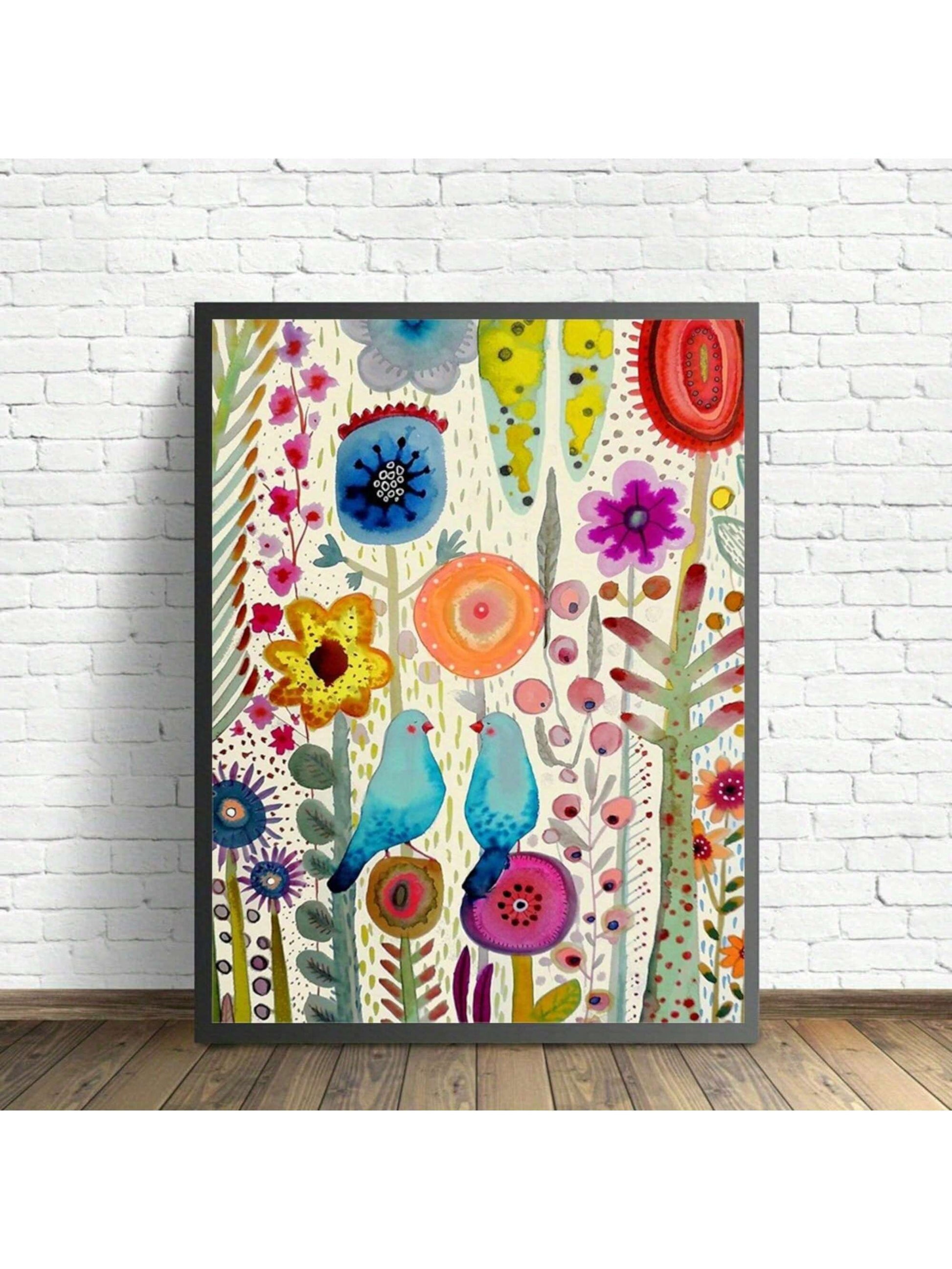 This stunning poster painting features a beautiful flower and blue bird, making it a perfect addition to any home decor. Showcase your aesthetic style and give it as a thoughtful gift to friends. Bring in the beauty of nature with this exquisite piece.