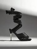 Turn heads with these Black Lace Up Stiletto Sandals for Women, the perfect statement heels for elegant evenings, special occasions, and fashionable nights out. Featuring a sleek open-toe silhouette and delicate lace-up straps, these heels create a flattering, leg-lengthening look that pairs effortlessly with dresses, skirts, jumpsuits, and tailored outfits.