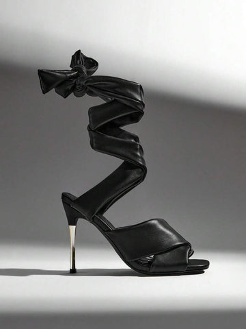 Turn heads with these Black Lace Up Stiletto Sandals for Women, the perfect statement heels for elegant evenings, special occasions, and fashionable nights out. Featuring a sleek open-toe silhouette and delicate lace-up straps, these heels create a flattering, leg-lengthening look that pairs effortlessly with dresses, skirts, jumpsuits, and tailored outfits.