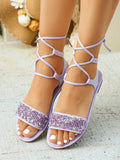 Step up your summer shoe game with our Bling Purple Ankle Strap Flats! These stylish and comfy sandals are perfect for any occasion, from a day at the beach to a night out on the town. The bling accents add a touch of glamour to your outfit, making you stand out in a crowd. So slip into these flats and feel stylish and comfortable all season long!