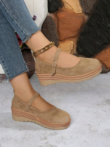 Step into effortless style with these whimsical wedge strap sneakers that blend comfort with boho charm. Featuring a sturdy thick sole for all-day support and an adorable bow detail that adds personality to every step, these kicks are your new go-to for casual spring and autumn adventures. The adjustable strap keeps your foot secure while the elevated wedge gives you that subtle height boost without sacrificing comfort. Perfect for pairing with flowy dresses, denim, or anything in between—because looking cu