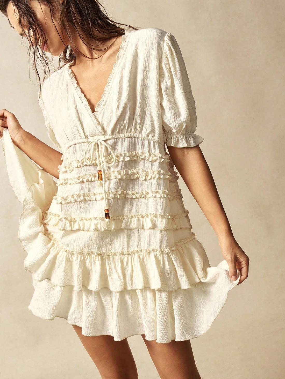 Step into effortless style with this Bohemian Chic mini dress. Featuring a flattering V-neck and short sleeves, it’s perfect for sunny days and casual outings. The playful ruffled hem adds a flirty touch that moves with you. Light and breezy, this dress is designed for fun, comfort, and easygoing moments wherever your day takes you.