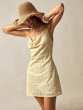 Embrace carefree style with this Bohemian Chic mini dress. Featuring delicate spaghetti straps and a breezy loose fit, its plain weave design keeps things effortlessly cool. Perfect for sunny days and spontaneous adventures, this dress lets you move freely while turning heads with its playful charm.