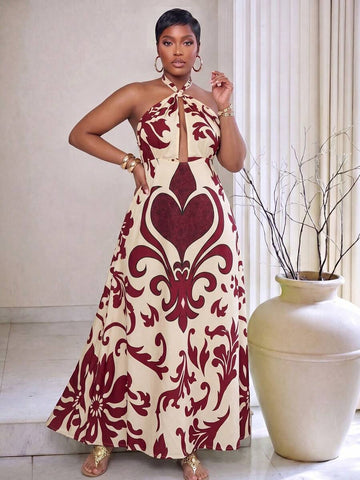 Plus size halter maxi dress view 1