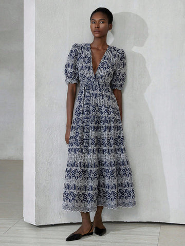 Embrace summer vibes with this Bohemian Embroidery Floral Print Dress. Featuring a flirty deep V-neck and whimsical petal sleeves, it’s perfect for sunny days and spontaneous adventures. The intricate floral embroidery adds a touch of artistry, making every step a breeze of style and comfort. Let your playful spirit shine effortlessly in this light, breezy dress made for carefree moments.