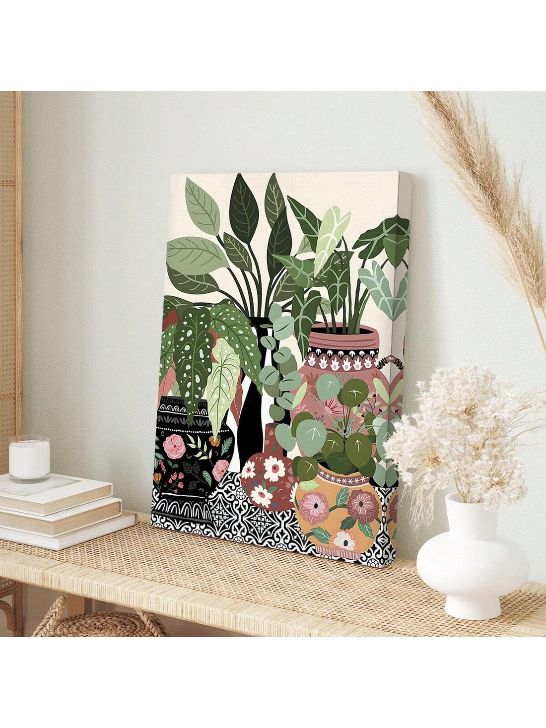 Add a touch of bohemian elegance to your living room décor with this antique vase canvas print. The vibrant floral design adds a unique pop of color, making it the perfect statement piece. Plus, it makes a great gift for any art lover!