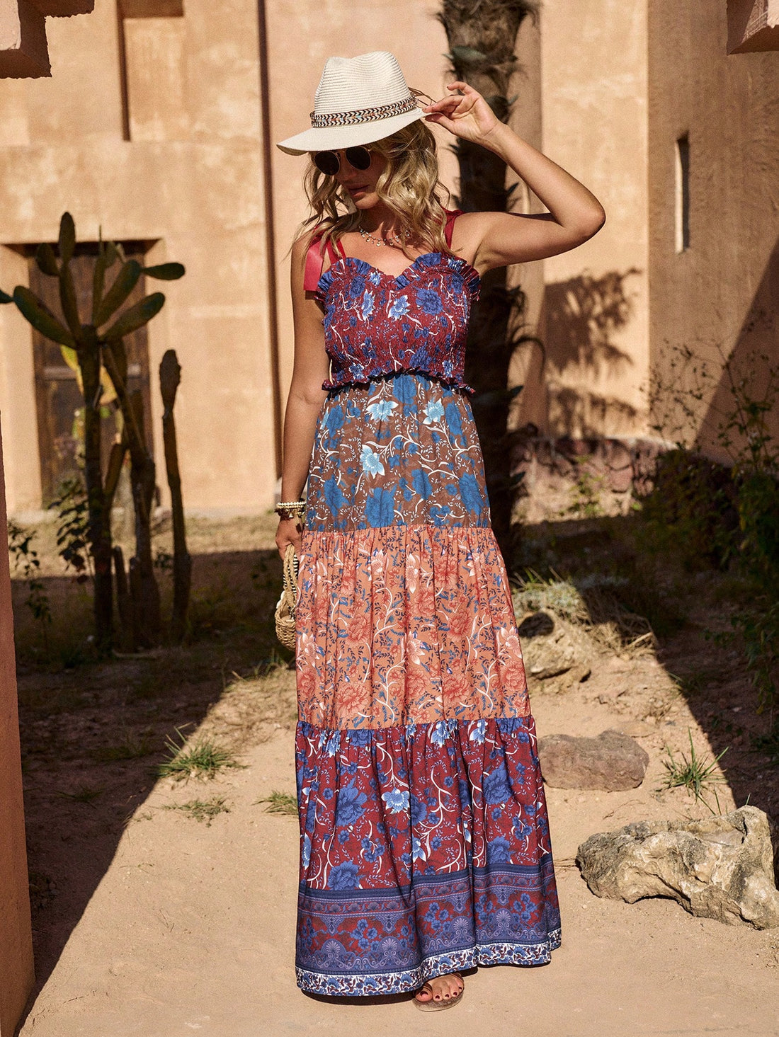 Step into effortless charm with this Bohemian Floral Print Cami Dress. Featuring a playful patchwork design, it blends vibrant florals for a chic, free-spirited vibe. Lightweight and breezy, it’s perfect for sunny days and spontaneous adventures. Embrace your inner boho goddess with a dress that’s as fun as you are!