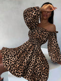 Embrace your wild side with this show-stopping bohemian leopard print dress! Featuring a flirty off-shoulder neckline and delicate ruffle trim, it's the perfect blend of effortless style and playful sophistication. Whether you're lounging by the ocean or turning heads around town, this versatile piece transitions seamlessly from beach days to everyday adventures. The relaxed fit and breathable fabric keep you comfortable and chic, while the bold leopard pattern adds that coveted boho-luxe vibe. Pack it, wea
