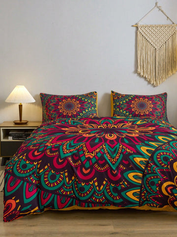 This bohemian mandala pattern duvet cover set will transform your bedroom with vibrant artistry. Experience the comfort and style of this unique bedding set, featuring a vibrant and intricate mandala design. Elevate your bedroom with this beautiful and eye-catching duvet cover set.