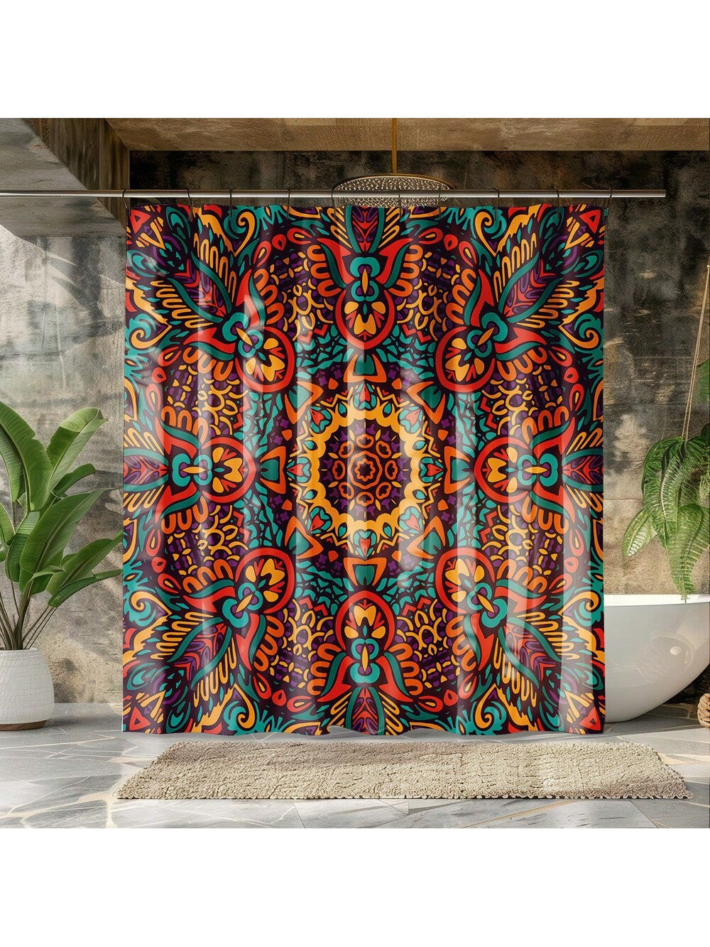 Upgrade your bathroom with our Bohemian Mandala Print Shower Curtain! This vibrant and artistic curtain adds a quirky touch to any bathroom decor with its beautiful mandala print. Experience the benefits of a unique and playful design while adding a splash of color to your daily routine. Make a statement with this fun and stylish addition to your bathroom.