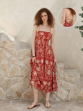 Step into sunshine and good vibes with this Bohemian Red Maxi Dress, adorned with a lively tropical pattern. Its flowing silhouette is ideal for beach days, holiday strolls, or whimsical tea parties. Lightweight and breezy, it keeps you cool while turning heads wherever you go. Embrace effortless style and playful charm in one stunning dress!