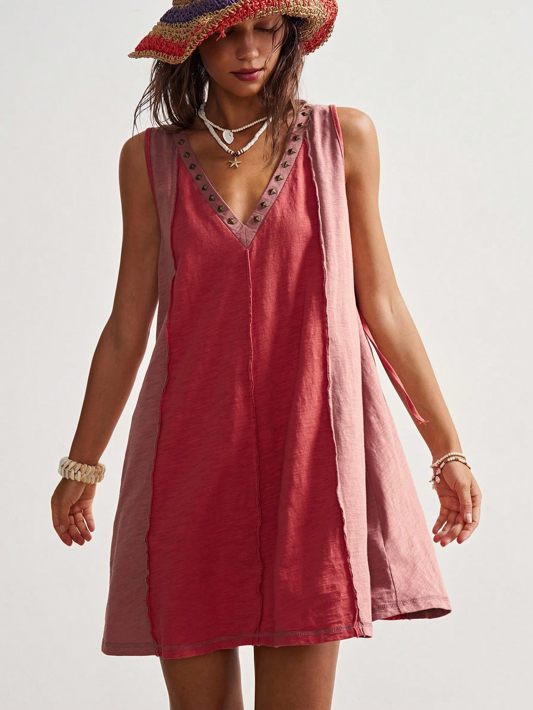 Embrace carefree summer days with this Retro Colorblock Backless Mini Dress, designed to bring playful bohemian vibes to your vacation wardrobe. Its vibrant colorblocking and flirty backless cut make it perfect for sunny beach strolls or lively rooftop parties. Lightweight and breezy, this dress keeps you cool while turning heads wherever you go. Step into effortless style and let your summer adventure begin!