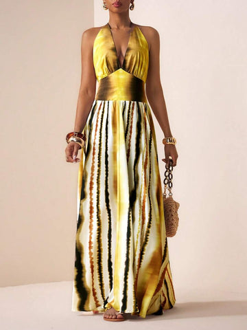 Capture the free-spirited essence of the season with this vibrant boho A-line maxi dress, a show-stopping piece designed for the energy of Spring 2026 festivals and sun-drenched celebrations. Featuring a daring deep V-neckline and a sultry backless design, this dress perfectly balances bold allure with a relaxed, flowing silhouette that moves gracefully with every step. The intricate patterns and rich colors evoke a vintage bohemian charm, while the high-quality, breathable fabric ensures you stay cool and 