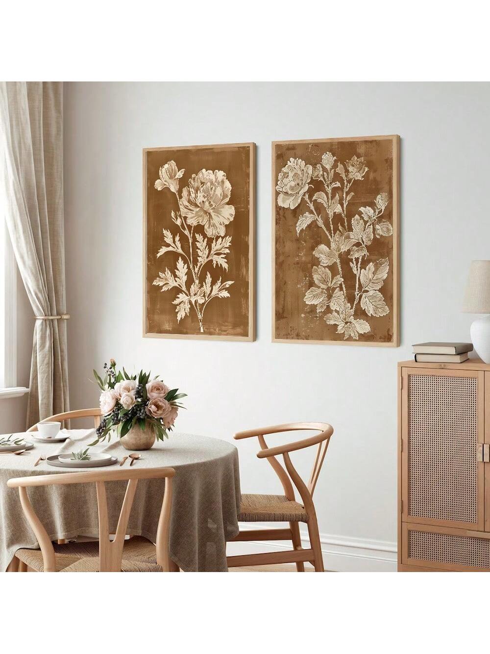 Create a boho-inspired home with our Boho Bliss set of 2 unframed botanical prints. Featuring beautiful floral designs, these prints add a vintage touch to any room. Bring a touch of nature and whimsy into your home with this unique decor. (Print frames not included).