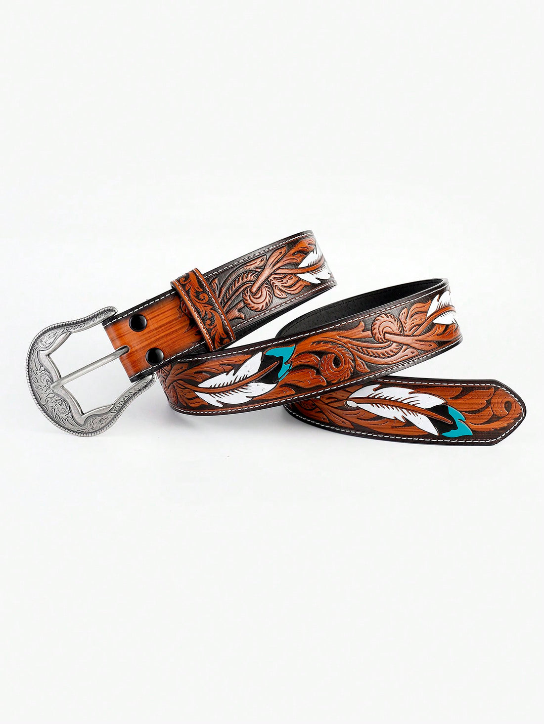 Introducing our unique Boho Chic Feather-Embossed Western Leather Belt, featuring a stunning carved flower design. Made with high-quality leather and intricate details, this belt not only adds a touch of bohemian style to any outfit but also provides a secure and fashionable way to cinch your waist. Elevate your wardrobe with this must-have accessory.