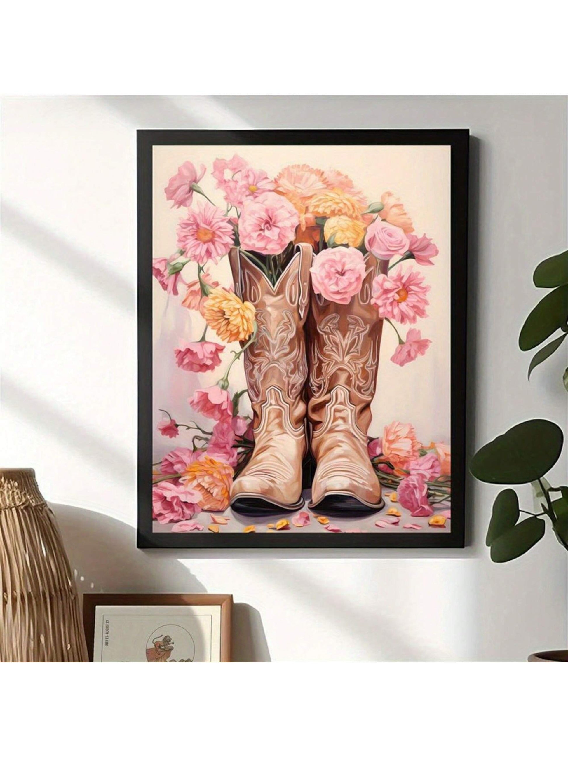 This boho chic floral cowgirl canvas art print brings a modern Western vibe to your home decor. With its vibrant colors and unique design, it's perfect for adding a touch of style to any room. Made with high-quality materials, this print is sure to make a statement.