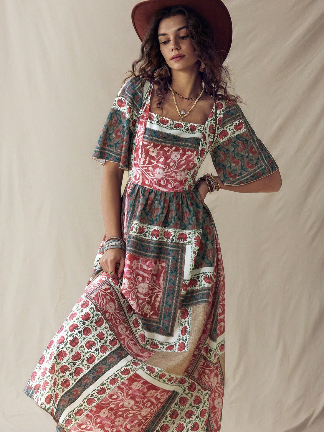 Embrace your free spirit in our Boho Chic Floral Dress! Twirl through tea parties and countryside adventures with playful ruffled sleeves that dance in the breeze. The vibrant floral print captures bohemian magic while the comfortable fit keeps you feeling fabulous from sunrise picnics to sunset strolls. Your perfect companion for making memories in style!