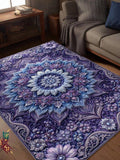 Transform your space with this stunning Boho Chic Purple Blue Mandala Area Rug. Featuring intricate floral patterns in soothing purple and blue tones, this soft flannel carpet brings bohemian elegance to any room. The 100% cotton construction with polyester coating ensures durability and comfort underfoot. Designed for versatility, this rug works beautifully in living rooms, bedrooms, dining areas, and more. Quick-drying and anti-bacterial properties make maintenance effortless
