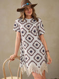 Embrace carefree summer vibes with this Boho Chic Short Sleeve Tassel Dress. Its breezy design and playful tassels make it the perfect companion for sunny country getaways. Lightweight and comfortable, it effortlessly blends style and ease, letting you dance through warm days with a touch of bohemian charm.
