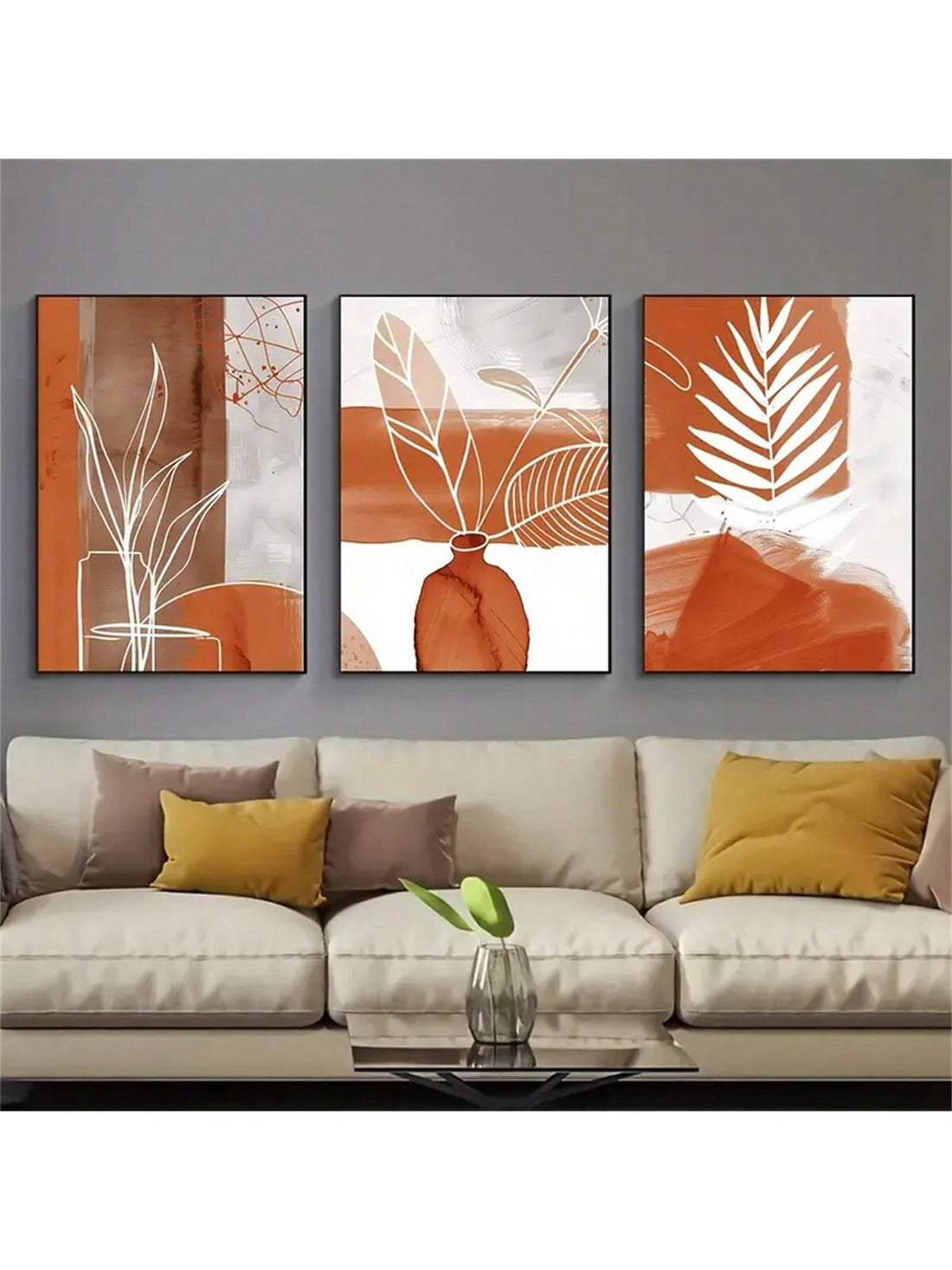 Enhance the style of your home with our Boho Chic Terracotta Trio canvas wall art set. Made of high-quality materials, this 3-piece set adds a touch of warmth and sophistication to any room. The perfect addition to your home decor, these unique pieces feature intricate designs and vibrant colors, bringing life to your living space.