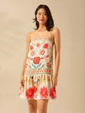 Embrace your inner bohemian with our Boho Chic Tropical Floral Mini Dress! Featuring spaghetti straps and a vibrant floral print, this dress is perfect for beach vacations. Light, flowy, and effortlessly stylish, it's the perfect addition to any summer wardrobe. (Perfect for embracing your free-spirited side!)