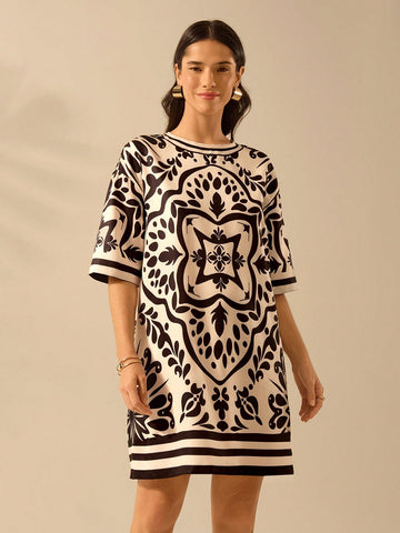 Embrace your inner free spirit with this breezy beige mini dress! Perfect for sandy strolls and sunset cocktails, our Boho Chic Tropical dress combines vintage-inspired details with carefree comfort. Slip it on, add some bangles, and voilà – you're vacation-ready in seconds! Who knew looking this effortlessly stylish could be so easy?