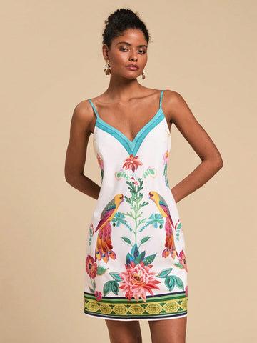 Step into summer with this Boho Chic Woven Print Camisole Mini Dress. Perfect for vacations and festivals, the unique print and lightweight fabric will keep you cool while looking effortlessly stylish. Embrace your inner free spirit with this must-have addition to your summer wardrobe!