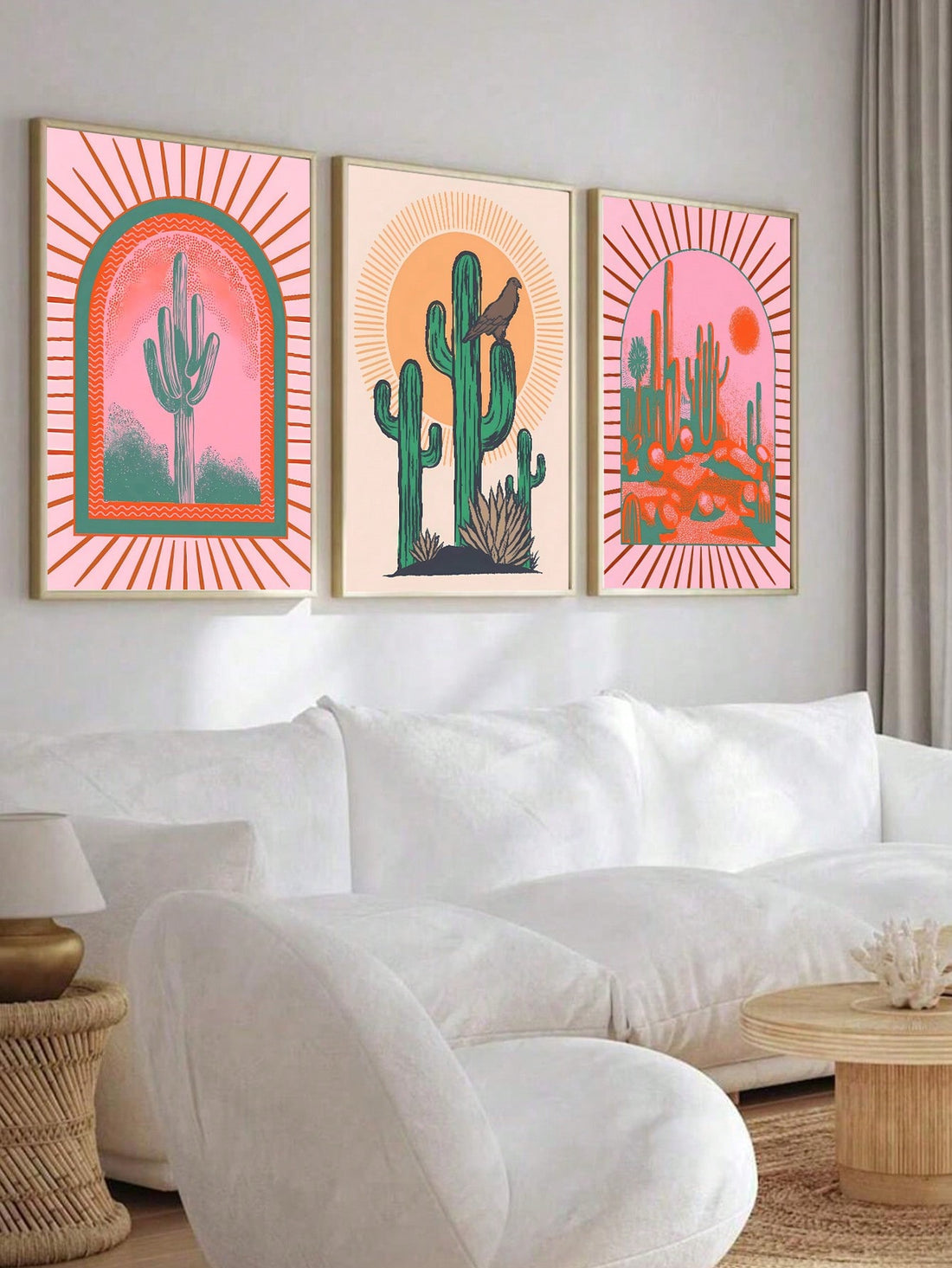 Experience the serenity of the desert with our Boho Desert Vibes Canvas Print. Featuring a stunning sunrise/sunset with cacti and vultures, this frameless print is perfect for adding a touch of nature to your walls. Crafted with high-quality materials, it's sure to elevate any space.