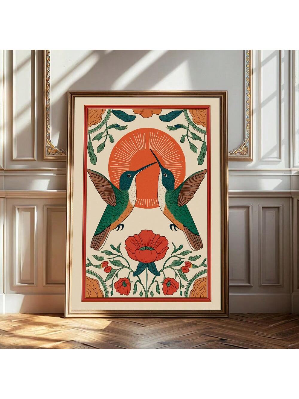 Bring nature's delicate beauty into your space with this charming boho floral hummingbird canvas print. Featuring a whimsical hummingbird surrounded by vibrant botanicals in soft, earthy tones, it's the perfect blend of rustic charm and modern style. The vintage-inspired design adds warmth and character to any room—whether you're decorating a cozy bedroom, creative studio, or living area. Ready to hang and frame-free, this canvas art piece celebrates the magic of nature with playful elegance. Transform your