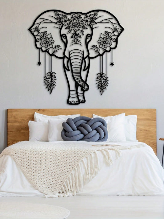 Add a touch of elegance to your home decor with our unique Boho Floral Iron Elephant Wall Art. The intricate design, featuring beautiful floral patterns and a majestic elephant, will enhance any room. Made with high-quality iron, this wall art is both durable and stylish. Perfect for any bohemian or eclectic aesthetic.