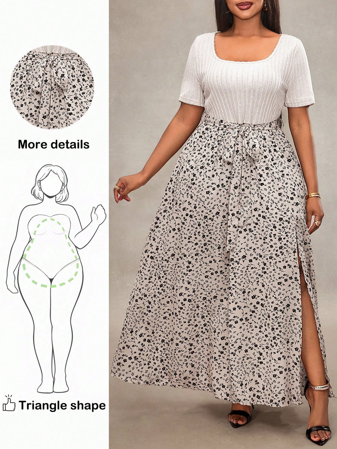 Embrace your curves with this stunning boho floral dress designed specifically for pear-shaped figures. The asymmetric hem and strategic side slit create a flattering silhouette that celebrates your natural shape while keeping you cool and comfortable all summer long. Flowing fabric drapes beautifully, while the playful floral print adds a touch of whimsy to your warm-weather wardrobe. Perfect for beach days, garden parties, or casual adventures—this plus-size beauty lets you feel confident and fabulous in 