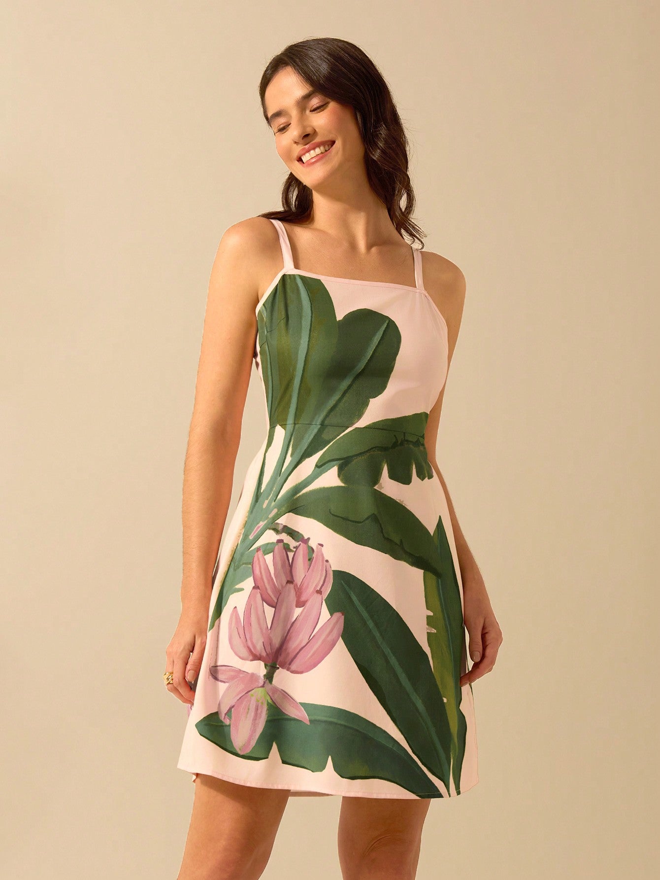 Make a statement with our Boho Tropical Vibes dress, featuring a playful pink banana tree print and a flattering halter design. Perfect for effortless summer style with a touch of quirkiness.
