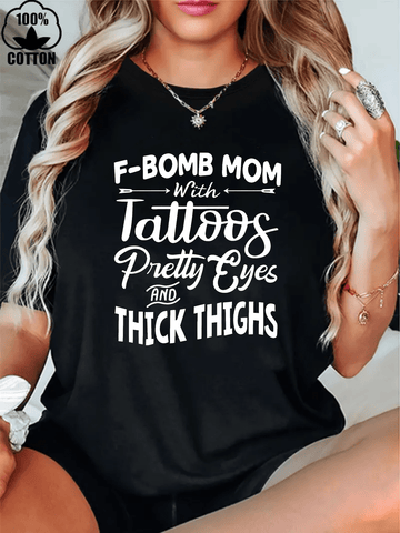 Unleash your inner badass mom with Bold & Beautiful's 'F-BOMB Mom' graphic T-shirt. Made from 100% cotton, this tee is perfect for fearlessly slaying the holiday season. Don't let anyone mess with you - show off your wit and humor with this quirky and stylish t-shirt.